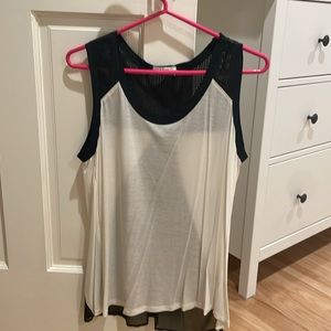 AlKO Black & Ivory Leather Trim Tank Top M